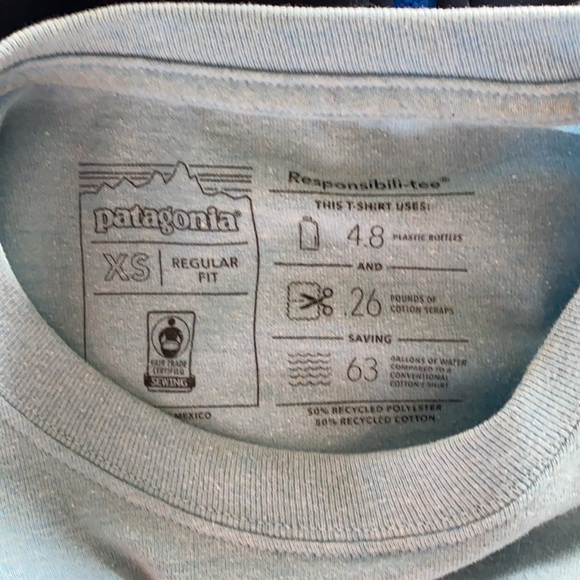 Mens Patagonia blue Responsibili-tee. - Picture 5 of 5